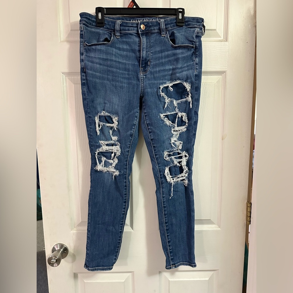 American Eagle Outfitters Ripped Blue Skinny Jeans